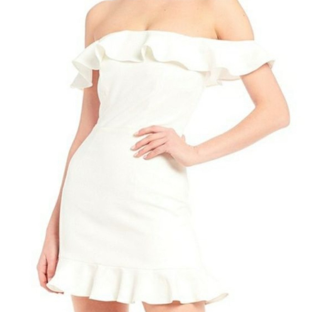 White French Connection ruffle off the shoulder midi dress us size 6